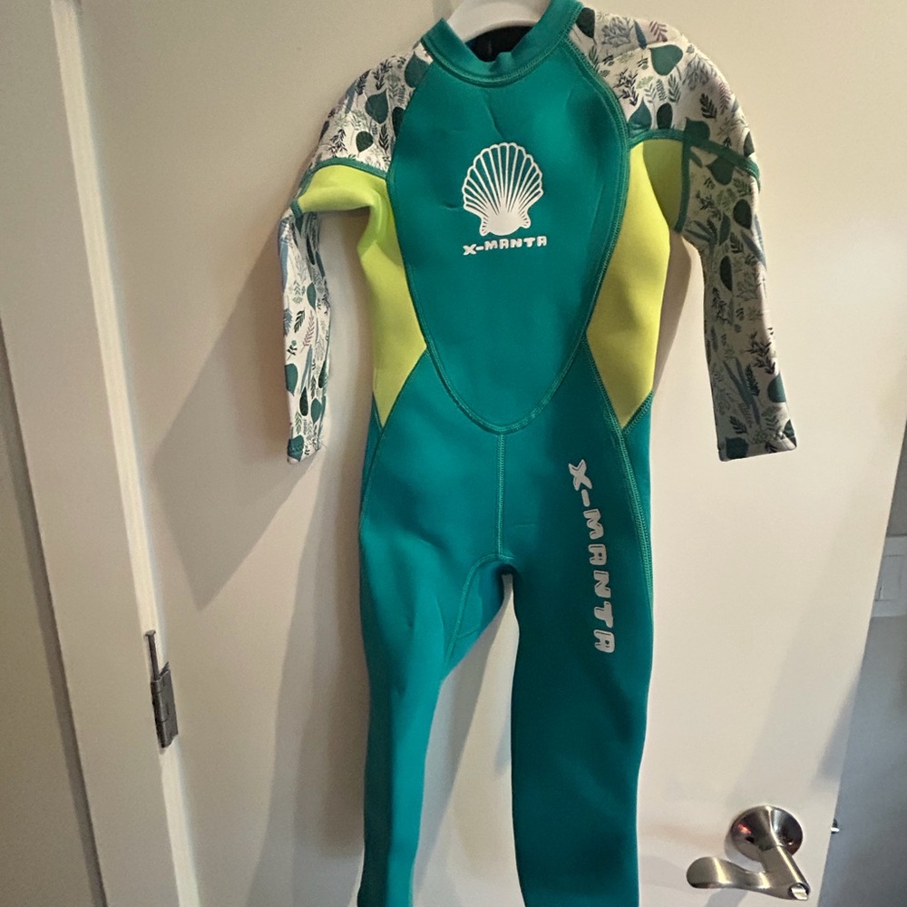 X-Manta Kids Green Teal Neoprene Wetsuit - Long Sleeve Swim Suit